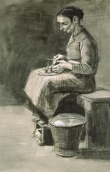 Kartoffeln schälende Frau, 1882